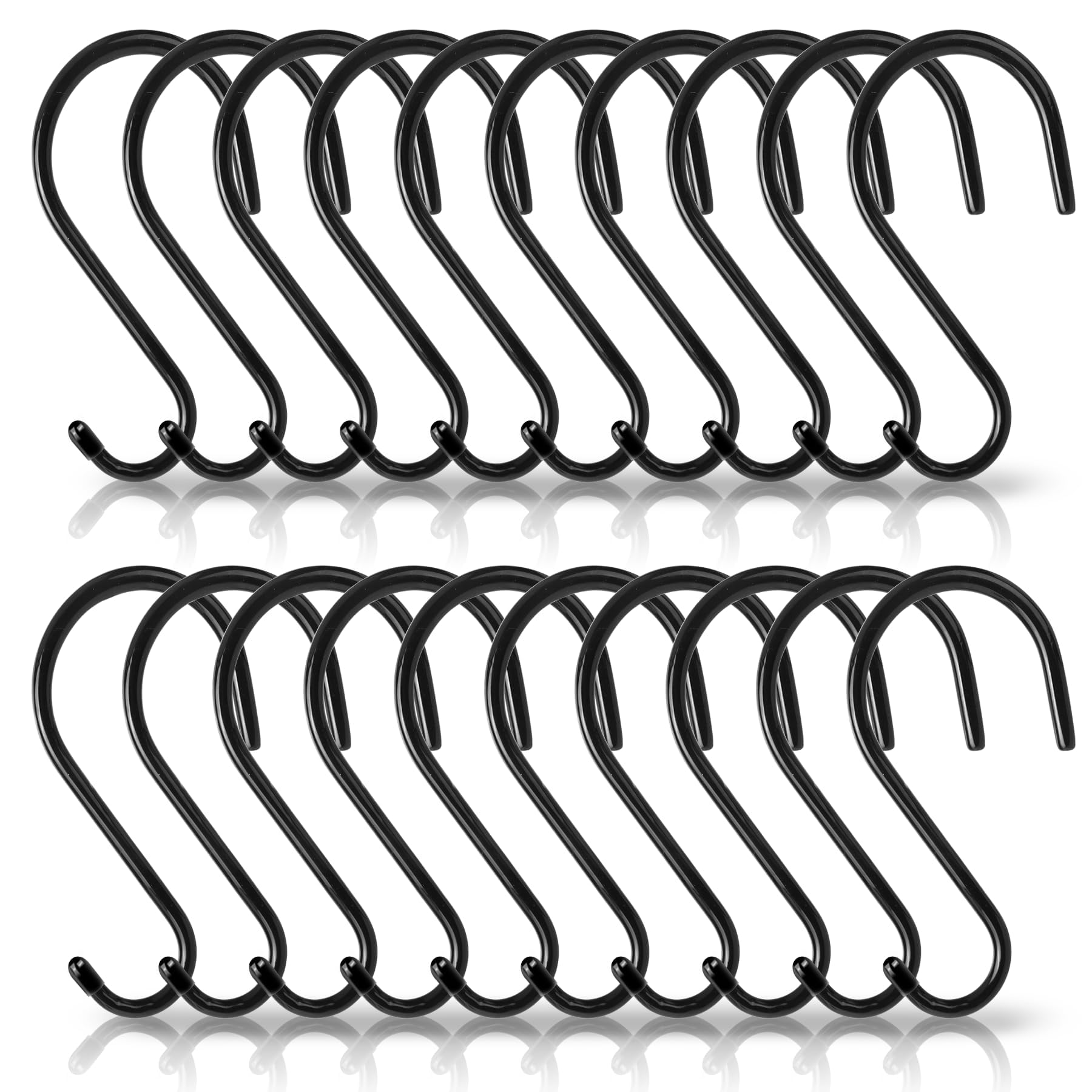 Confezione da 20 ganci a S resistenti, 14 cm, grandi ganci a S per appendere piante, gancio a S nero per cucina, garage, officina, bagno, giardino