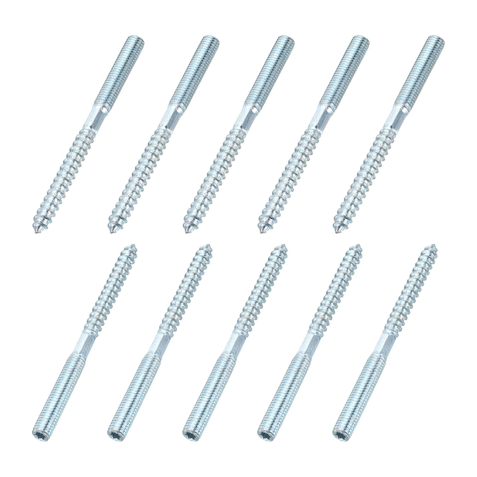 sourcing map M8 Hanger Bolts, 3.94"(100mm) Length Double Headed Hanger Bolts 0.31"(8mm) Wood Dowel Screw Self-Tapping Threaded Rods Screw for Assembling Wood Furniture Joint, Pack of 10