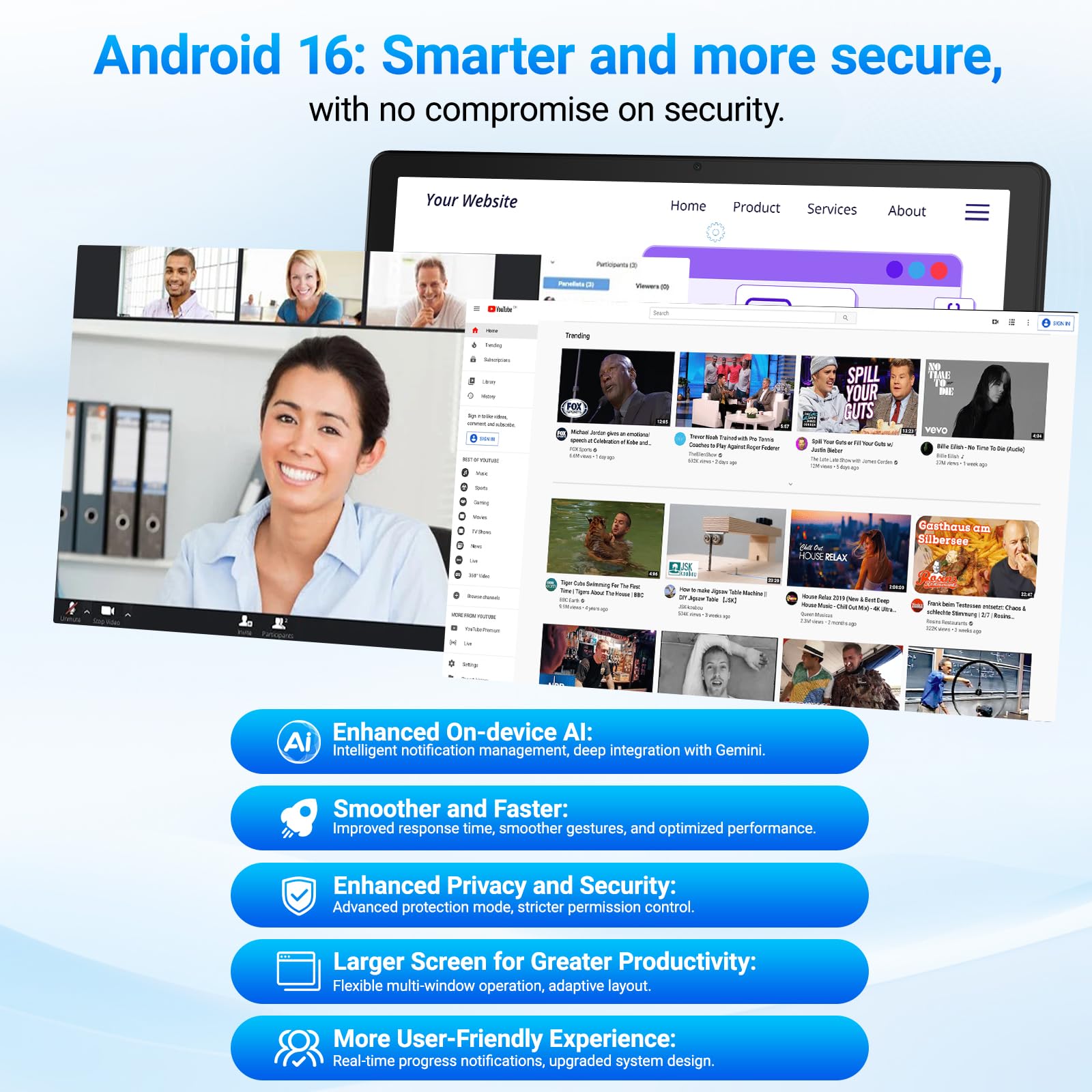 Laptok Tablet 11 Zoll, Android 16 Tablet mit 20GB RAM 64GB ROM/1TB TF, 7800mAh Akku, 5G WiFi, Widevine L1, Bluetooth 5.4, 1080P Display, 5MP+8MP Kamera, OTG, Schwarz - 5