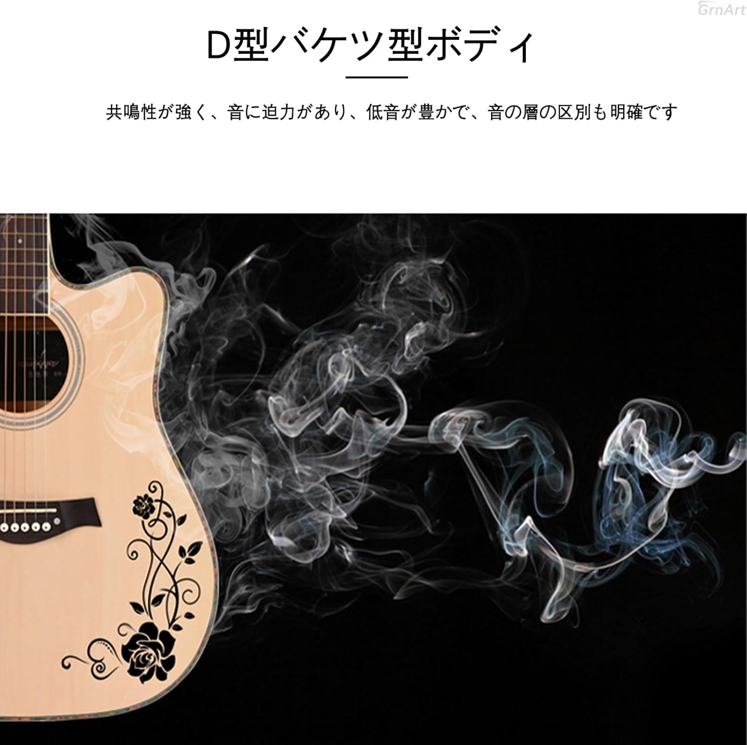 GrnArt アコギ 初心者セット 40インチ 41インチ 子供から大人まで アコースティックギター入門 全付属品セット 弾きやすい