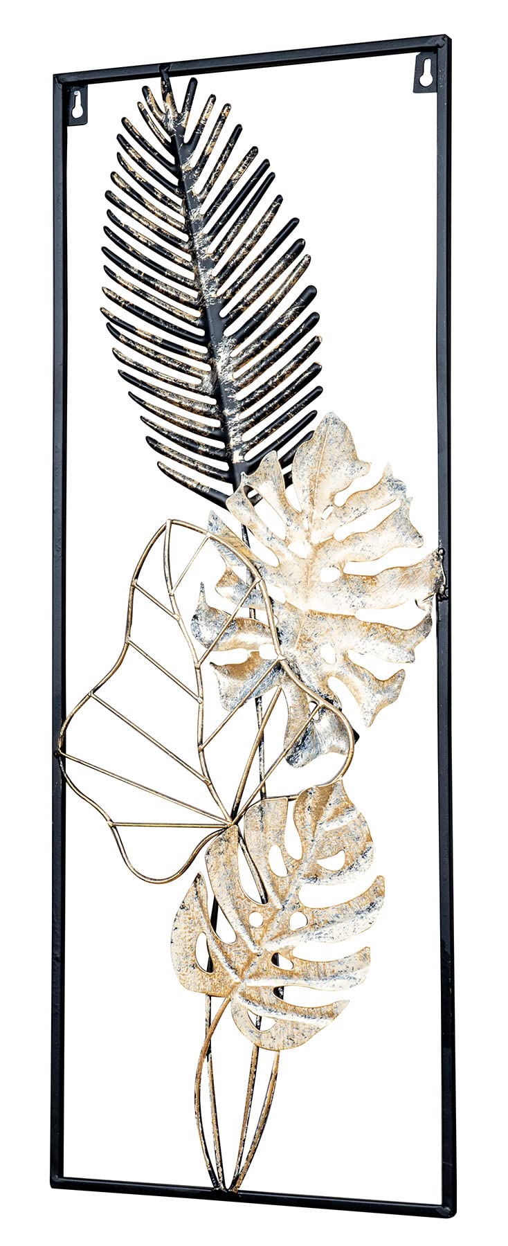 levandeo Wanddeko Metallbild H74cm Gold Weiß Schwarz