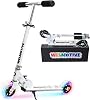 Kick Scooter for 3+Years Old Boys & Girls Lightweight, Foldable, Aluminum Frame, and Adjustable Handlebars, Rear Brake, and Flashing Light up Wheels