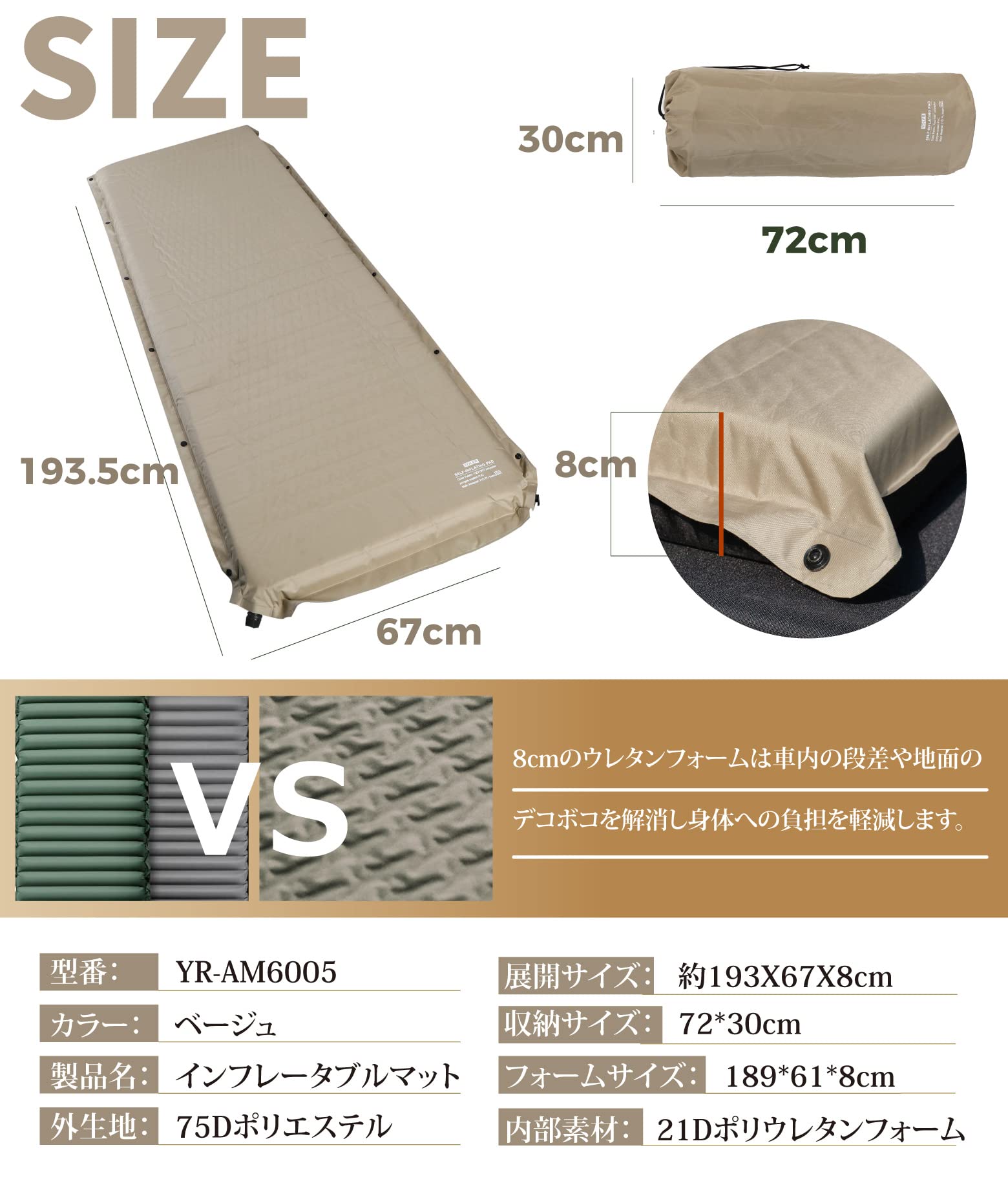 Amazon.co.jp: ヨーラー(YOLER) キャンプマット インフレーターマット