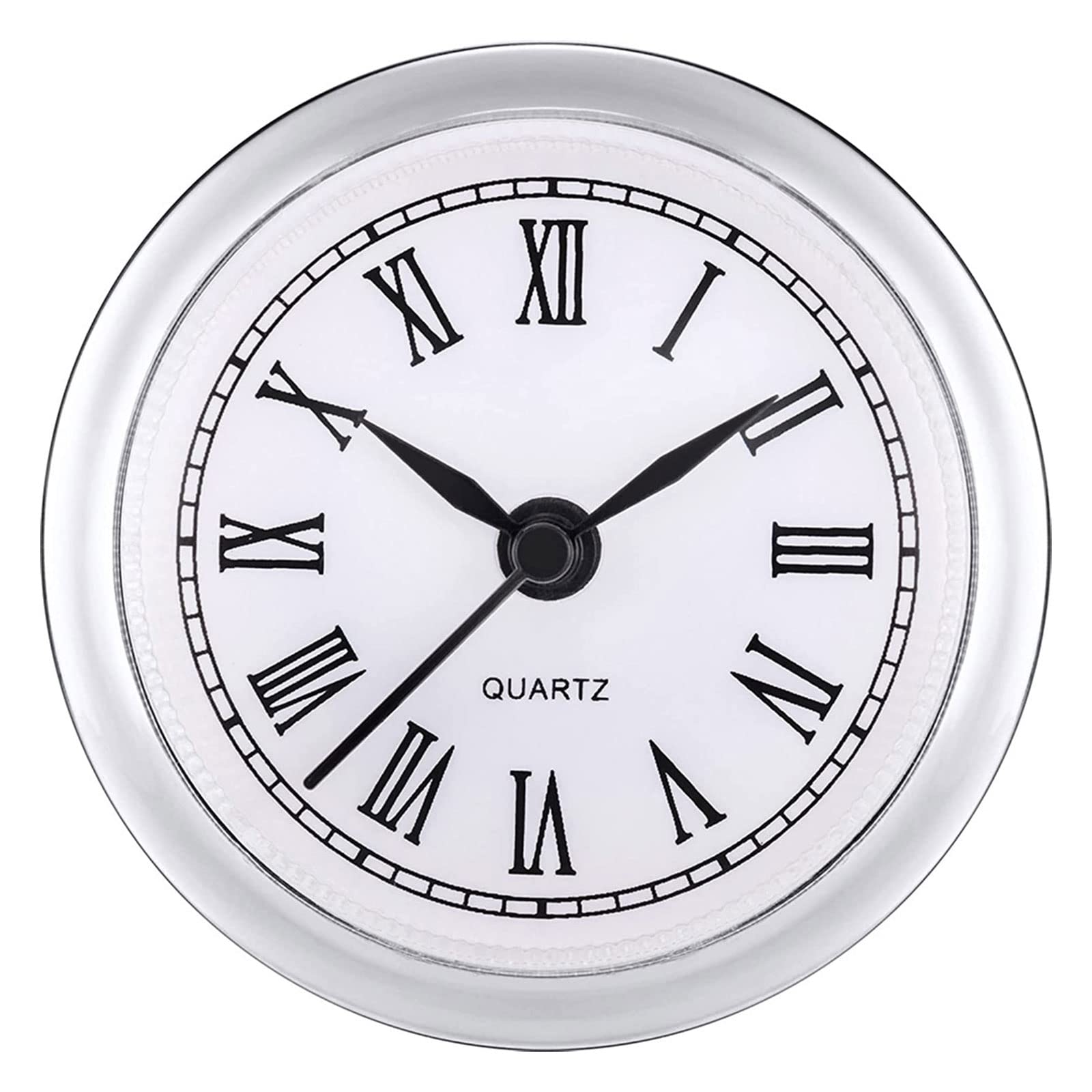 Bhfyob Silver Clock Insert 2.4 Inch 61Mm Round Clock Fit-Up Movement Miniature