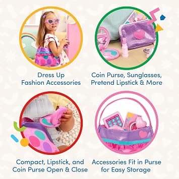 Battat Play Circle Makeup & Beauty Set Dress Up Fashion Accessories Pretend Play Princess Purse Set 3+ Years