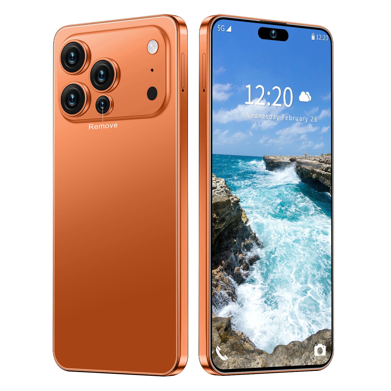 17 PMAX 12GB+512GB Smartphone Unlocked Cell Phone,6.99" HD Screen Android 15 5G Phones,Battery 7000mAh Unlocked The Phone,Fingerprint Button Unlock/GPS/Face ID/Dual SIM/5G (Orange)