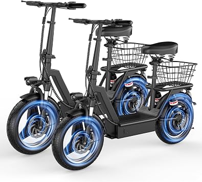 1000W Peak Motor Electric Scooter for Adults, 35 Miles of Range Scooter with Seat, 25 MPH Top Speed, 48V 13Ah Battery, Dual Suspension, Foldable E Scooter with Rear Basket for Cargo, Commuting, 2PCS