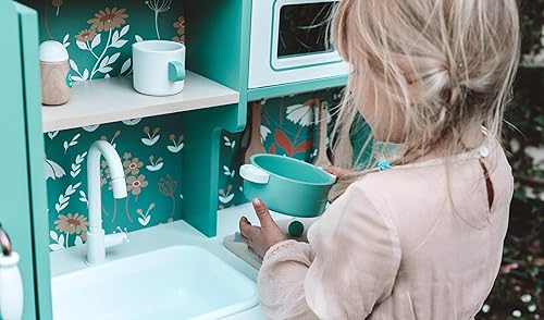 Miniatura 7 de Classic World Juego de cocina vintage de madera con fregadero, estufa, armarios, lavavajillas y accesorios para niños, cocina creativa para niños a