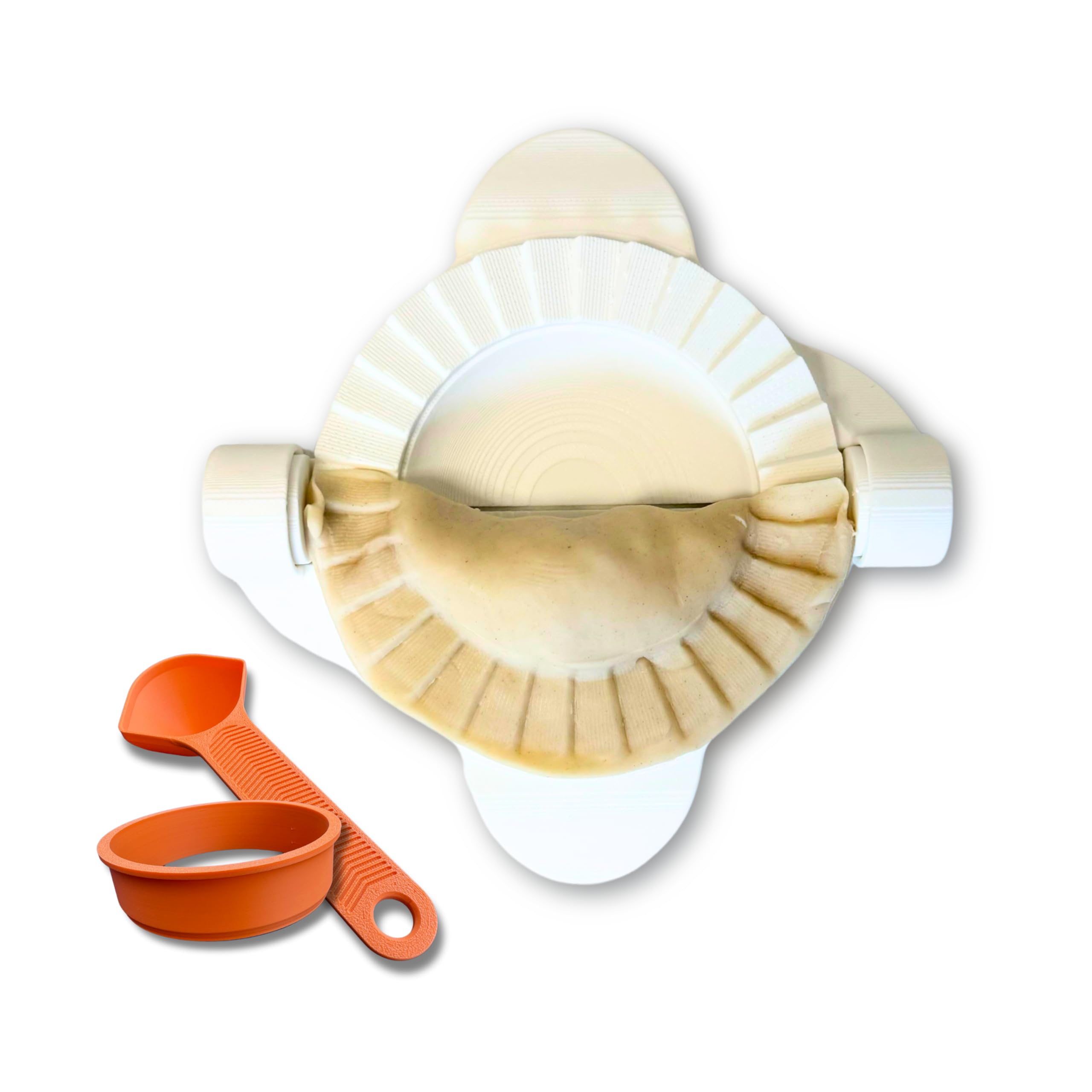 4” Dumpling Press – Premium Empanada Maker – Includes Dough Cutter & Spoon – Heavy-Duty, Made in USA – Gyoza, Pierogi, Ravioli Mold – Compact Size for Perfect Appetizers