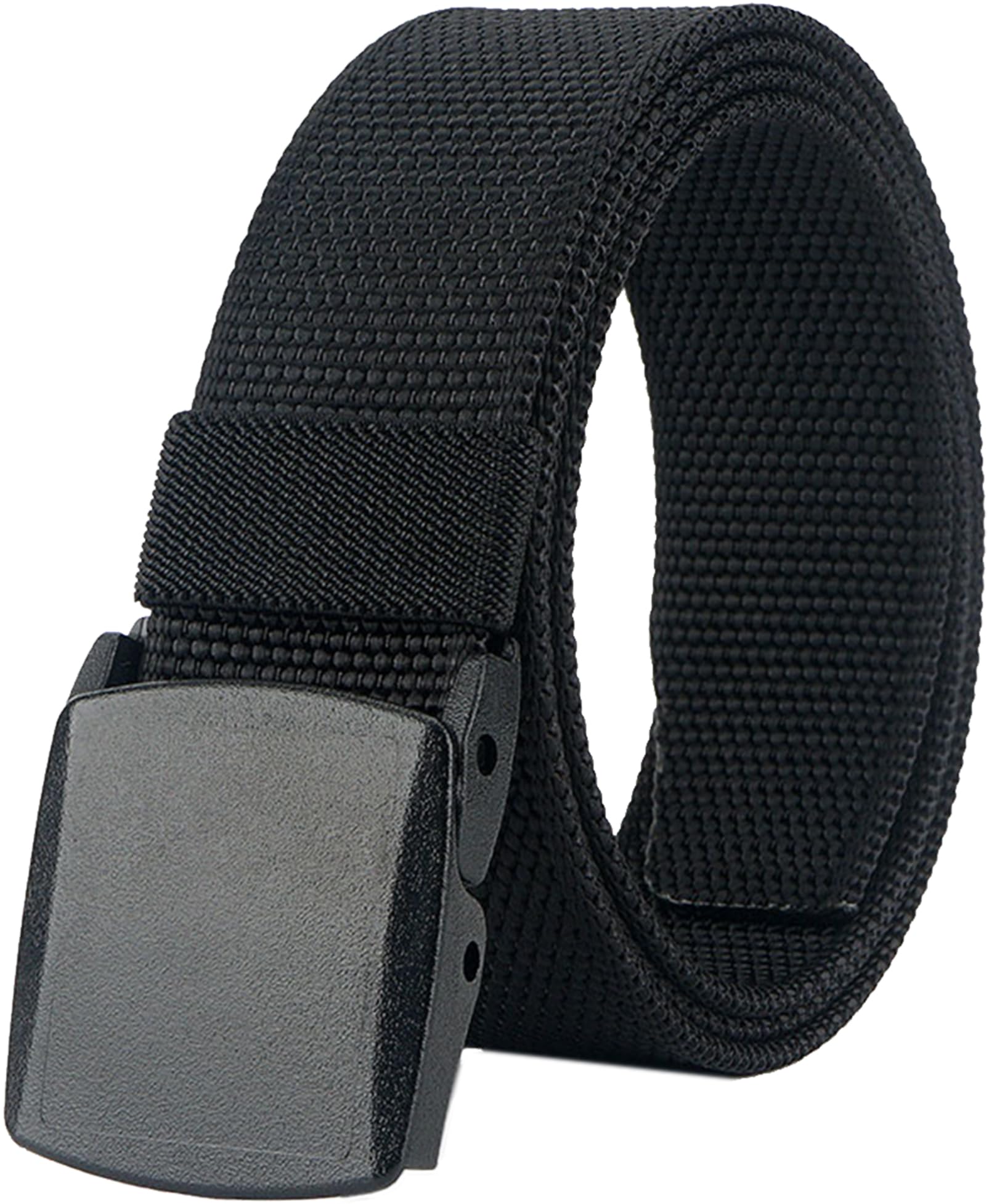 LionVII Mens Belt Web, Nylon Casual Belt with Plastic Buckle Breathable for Work Travel, Easy Trim to Fit 28-49" Waist