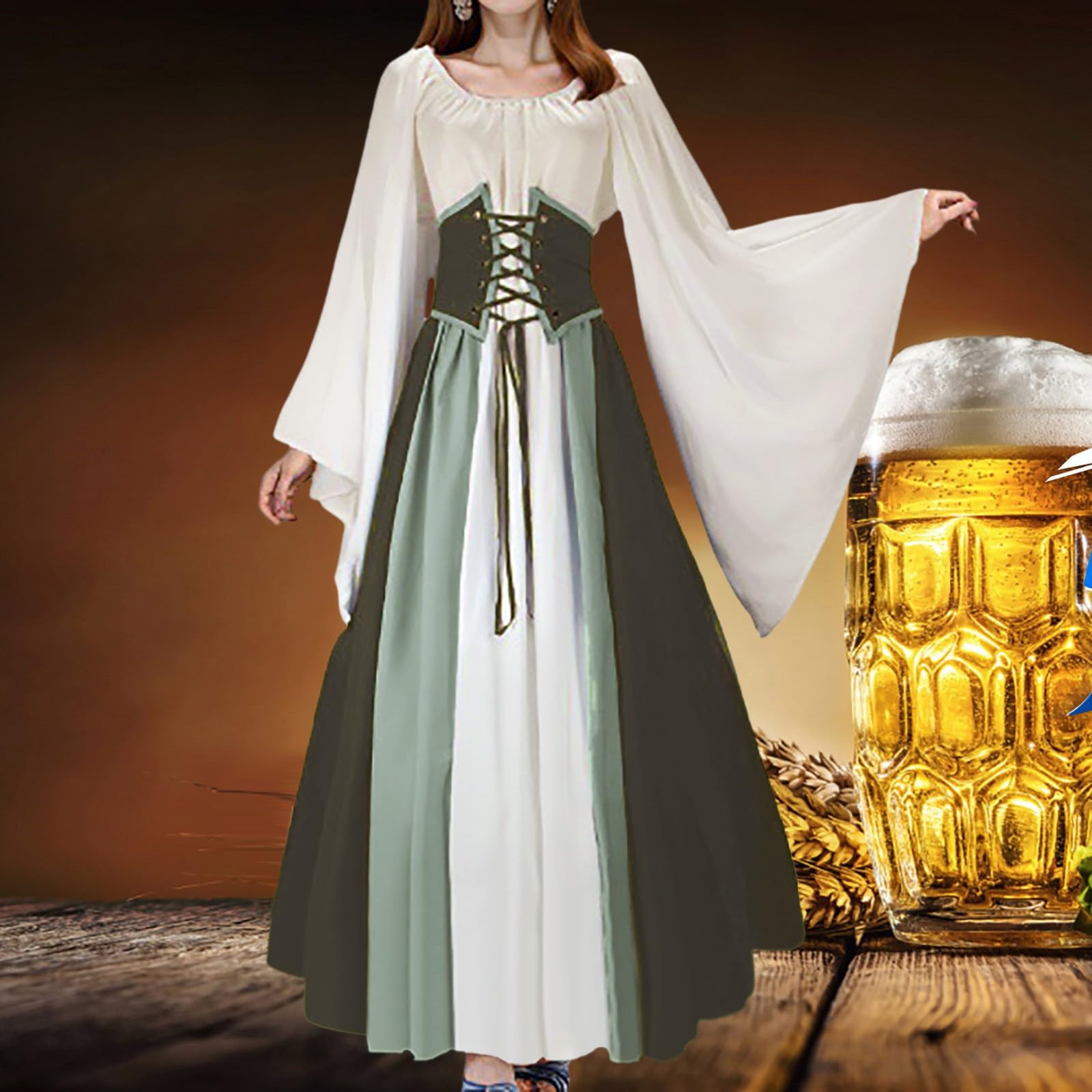 Dirndl Bluse Damen Trachtenbluse Dirndl Dirndlbluse für Oktoberfest Karneval Mittelalterliches Cosplay für Damen Elegantes Unterkleid mit Überwurf im Stil historische Feste Theaterauftritte