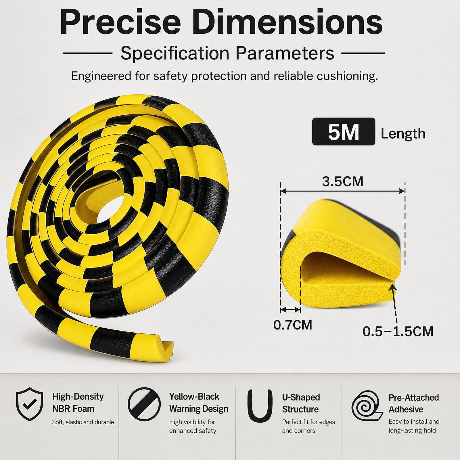 CEWROM Protector de esquinas (5 m, forma de L, autoadhesivo, poliuretano