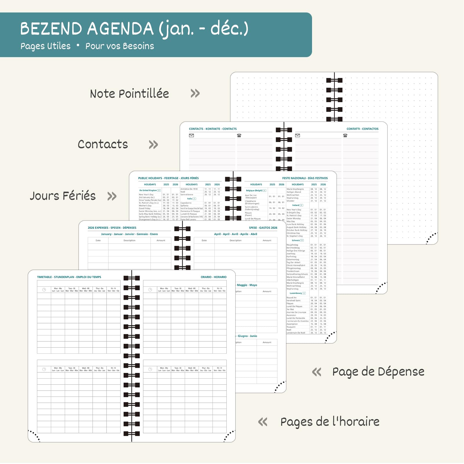 Agenda 2024 Semainier Petit Format 15,5 X 9 Cm [Vert Foncé] Agenda De