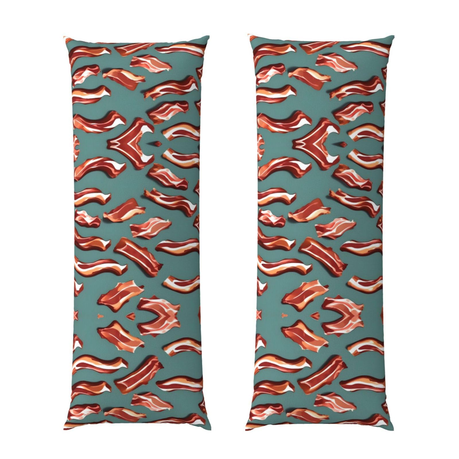 Housse de coussin de corps imprimé bacon long oreiller