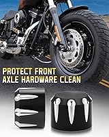 Vista 2 de Tapa negra para tuerca de eje delantero, cubierta de tuerca de horquilla delantera compatible con Harley Davidson 2002-2024 Softail Dyna Iron 883