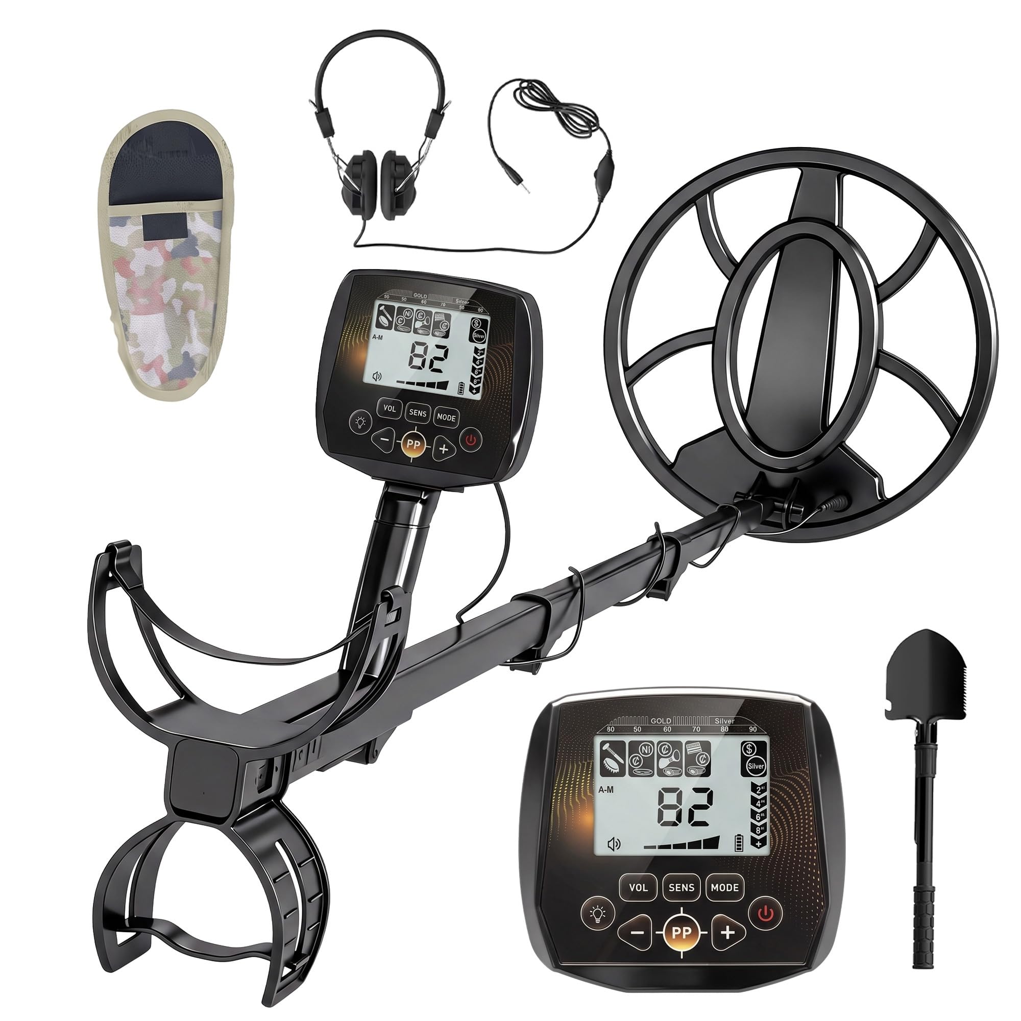 Outsunny Metal Detector for Adults, IP68 Waterproof Search Coil LCD Display