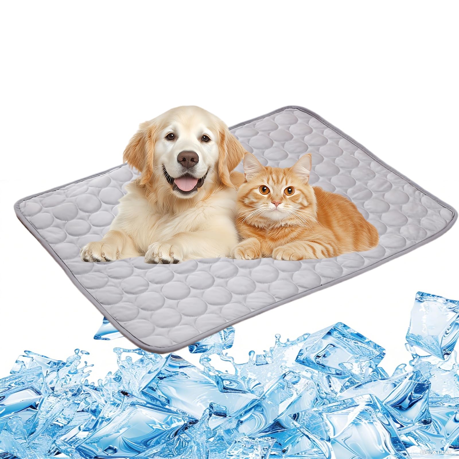 Dog Cooling Mat, Pet Cooling Mat for Cats, Cool Blanket or Large Dogs In Hot Summer, Durable Cool Pad Waterproof & Easy Clean. (Gray,XS)
