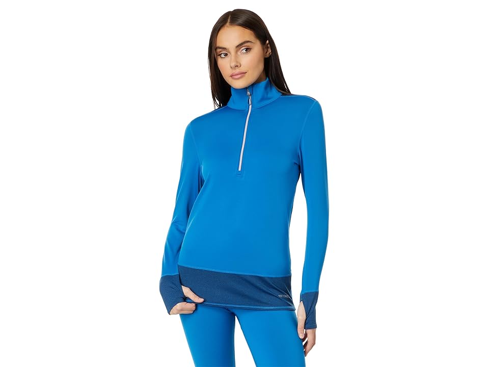 Hot Chillys Micro Elite Chamois Color-Block Zip-T (Thriller/Granite) Women's Clothing INTERNATIONAL SHIPPING