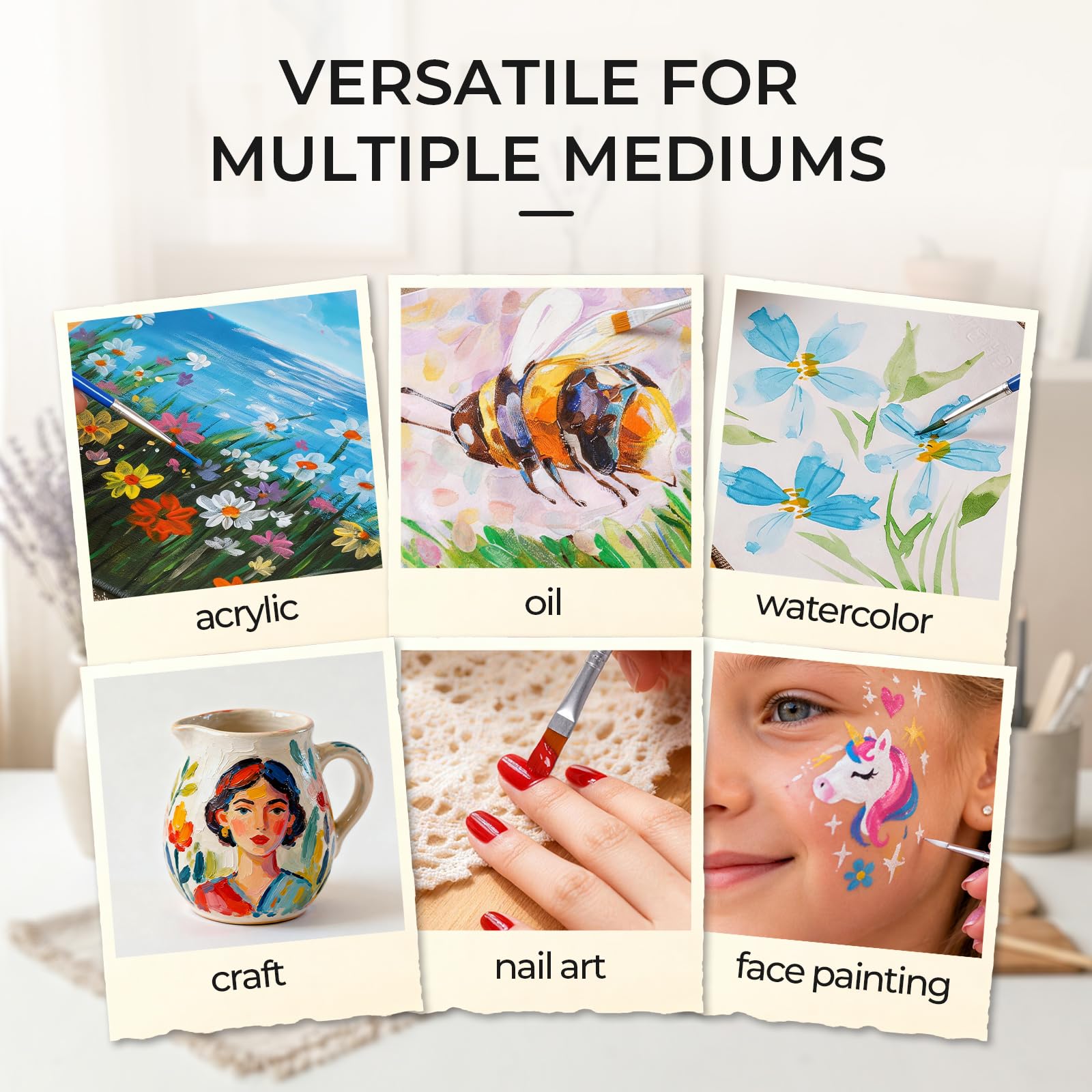 Smallbudi Lot de 168 petits pinceaux de peinture acrylique à pointe plate et ronde, pinceaux d'artiste pour peinture acrylique, aquarelle, toile, visage et détails, fournitures d'art pour enfants et