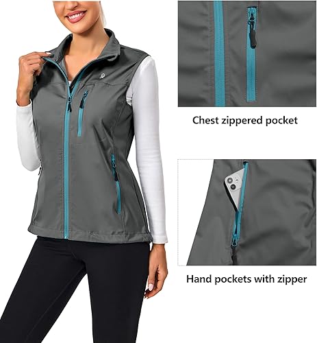 Miniatura 2 de Little Donkey Andy Chaleco Softshell ligero a prueba de viento para mujer, para golf, tenis, correr, ciclismo