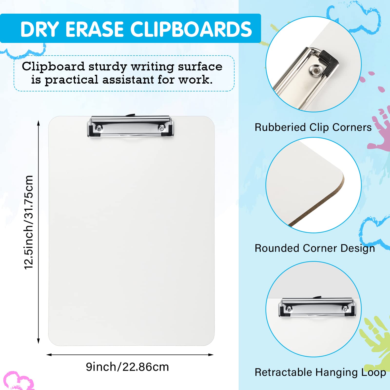 Jutom 50 Pcs Double Sided Dry Erase Clipboards Bulk 9" x 12.5