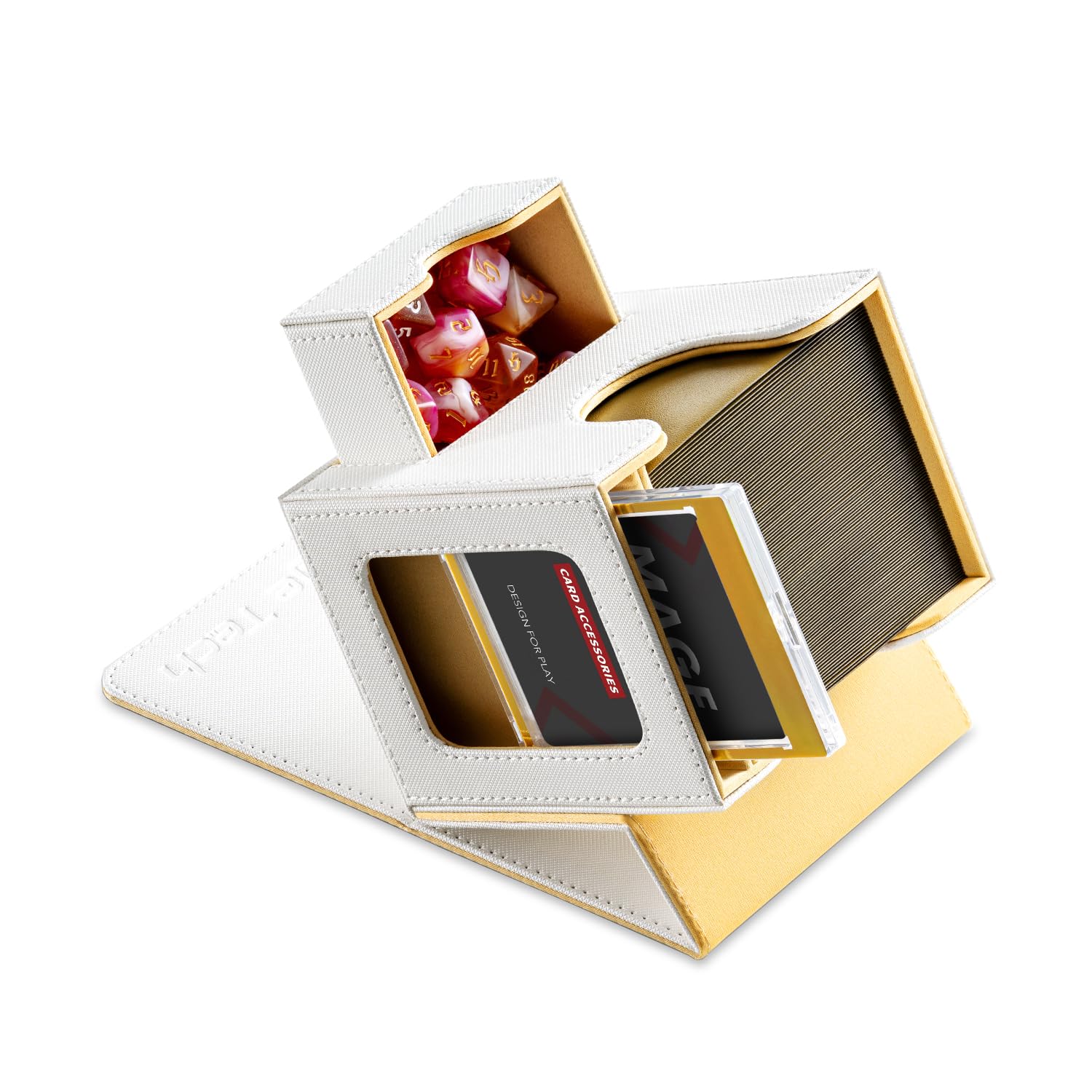 Mage Tech Card Deck Box for MTG Commander - Patented Design, Commander Display, As Deck Holder, Fits 100 Double-Sleeved Cards, Include 35pt Card Brick & Dice Tray (5. Halo) — image 1
