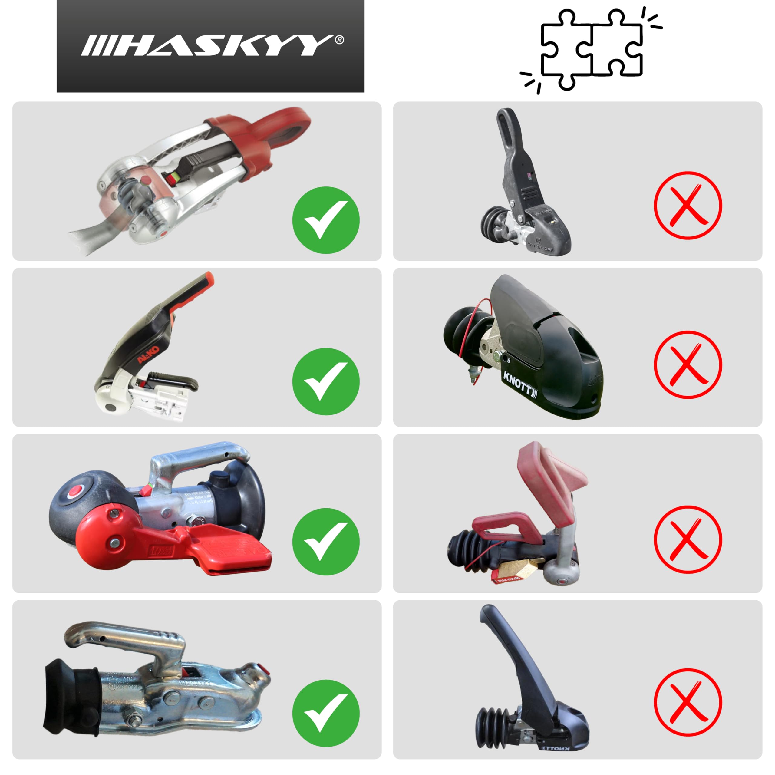 HASKYYY Bloqueo antirrobo Premium para remolques de caravanas Compatible con Gancho de Remolque ALKO - Incl. 3 Llaves