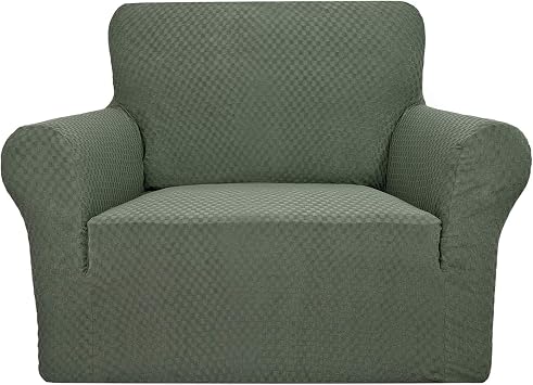 YEMYHOM Couch Cover Latest Jacquard Design High Stretch Sofa Chair Covers for Living Room, Pet Dog Cat Proof Armchair Slipcover Non Slip Magic Elastic Furniture Protector (Small, Army Green)