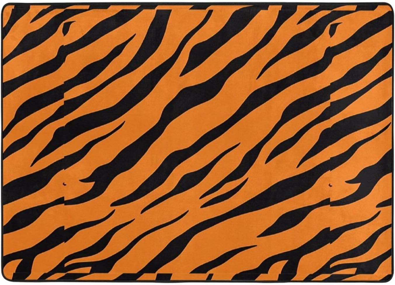 Flannel Non-Slip (Orange Tiger Leopard) Rug Pad 80×50in Soft Washable Protective for Hardwood Floors Bedroom Bathroom Living Room