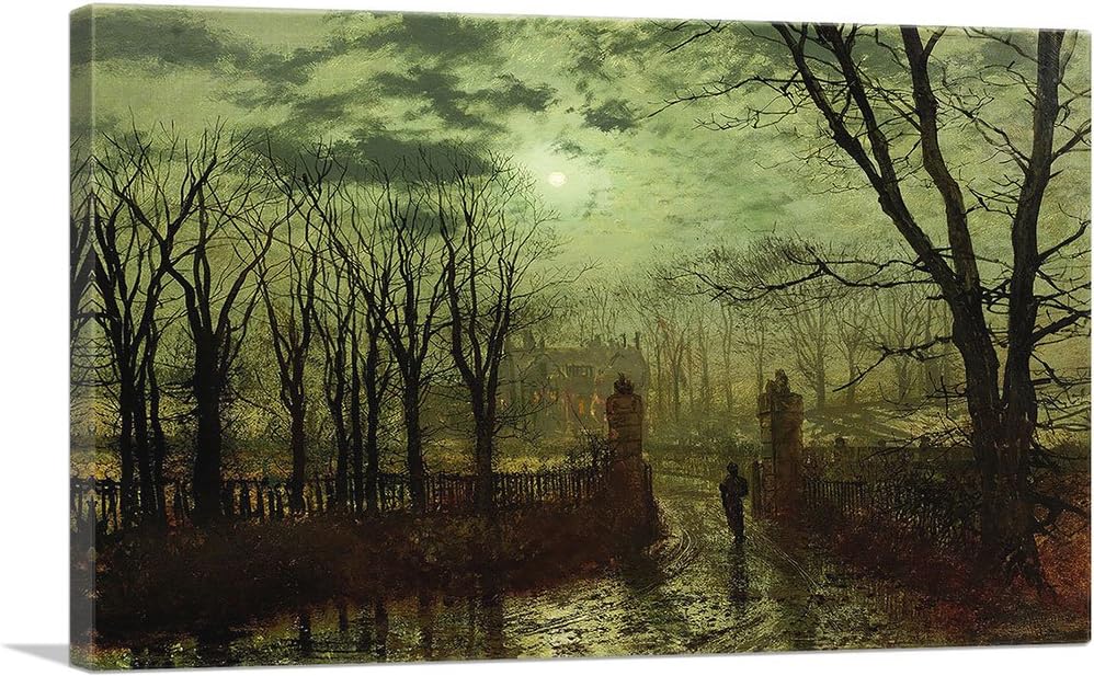 ARTCANVAS At The Park Gate 1878 Canvas Art Print Stretched Framed Painting Picture Poster Giclee Wall Decor by John Atkinson Grimshaw - 40" x 26" (0.75" Deep)