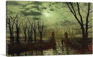 ARTCANVAS At The Park Gate 1878 Canvas Art Print Stretched Framed Painting Picture Poster Giclee Wall Decor by John Atkinson Grimshaw - 40" x 26" (0.75" Deep)
