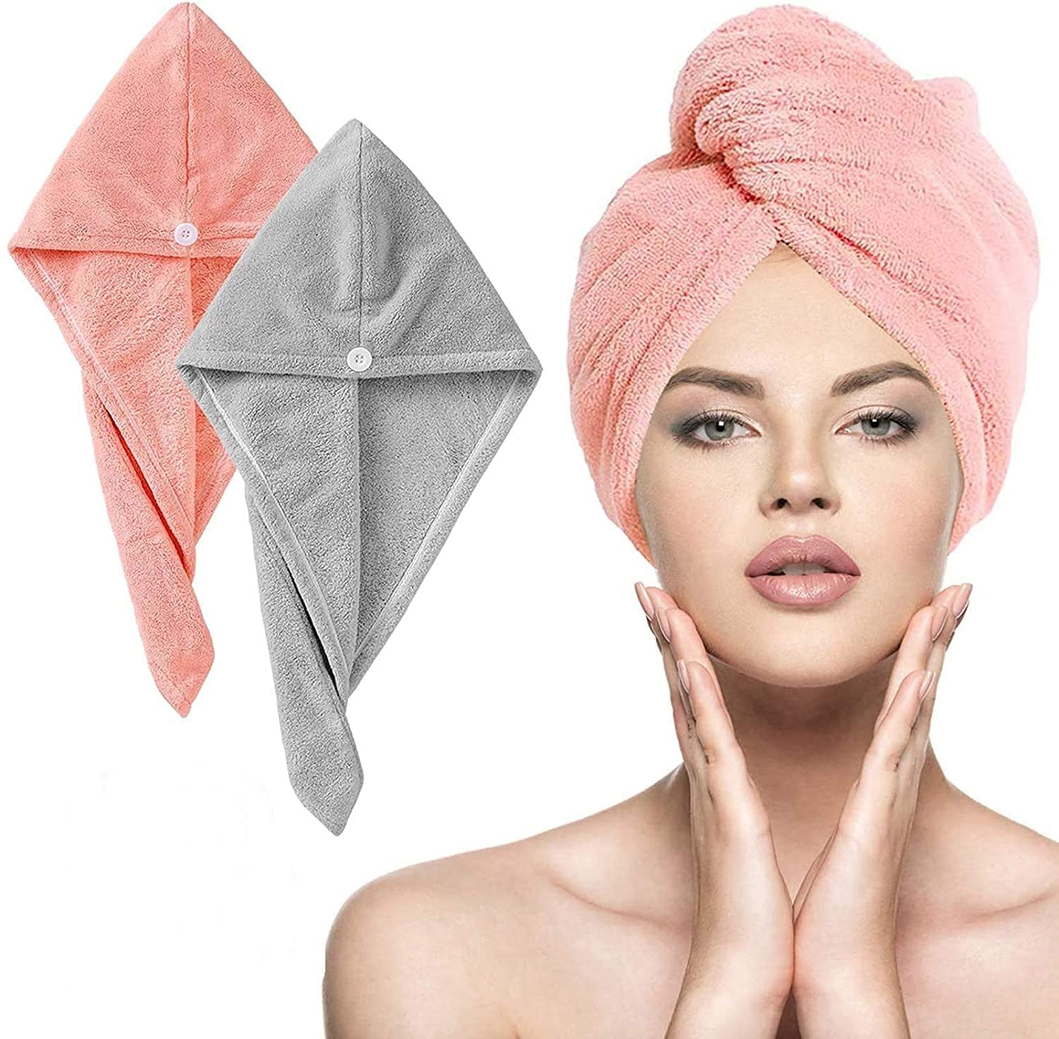 Arabella Retail Hair Towel Wrap Absorbent Towel Hair-Drying Bathrobe Magic Hair Warp Towel Super Quick-Drying Microfiber Bath Towel Hair Dry Cap Salon Towel (Multi)
