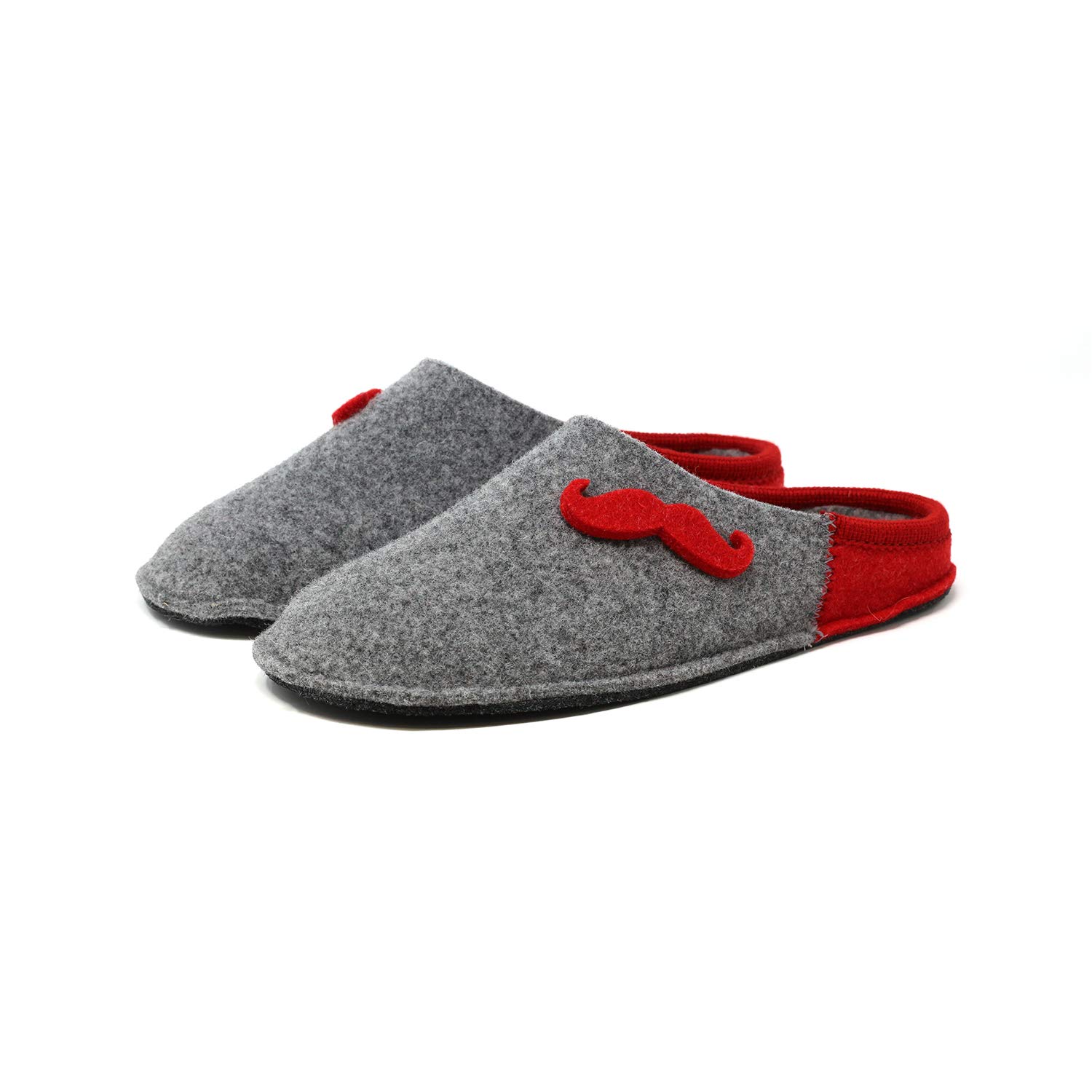 Le Clare Nuvola Baffo/Nuvola Cuore - Pantofola Invernale Uomo/Donna in Panno di Lana con Plantare Estraibile