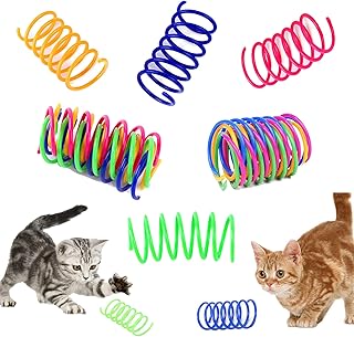 Petnice 12 Pcs Cat Colorful Springs Toys, Cat Creative Toys for Kittens, BPA Free Durable Heavy Plastic Interactive Toys to Kill Time and Keep Fit for Swatting, Biting, Hunting Kitten Toys