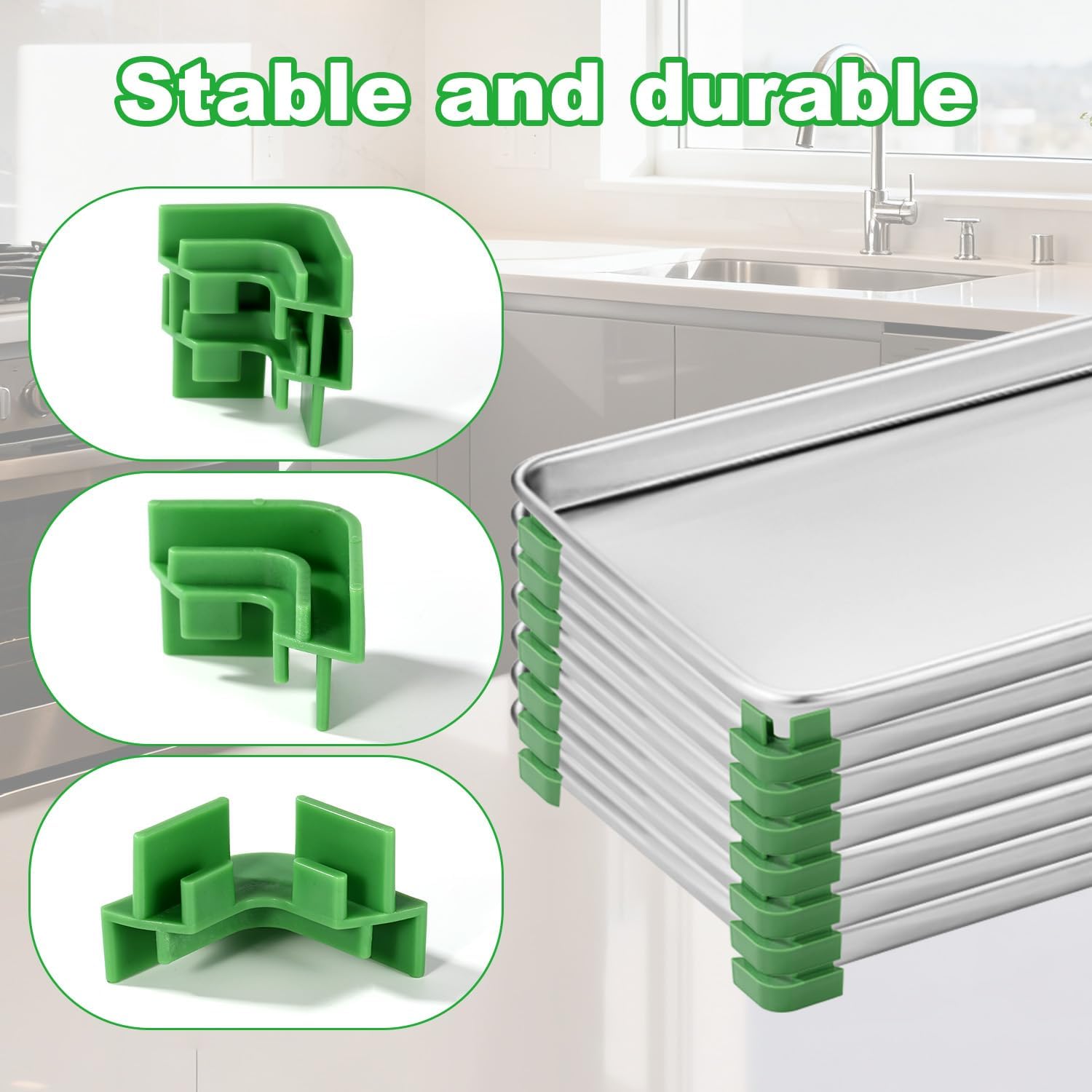 16pcs Silicone Tray Stackers for Harvest Right Freeze Dryer, Stackable & Reusable Freeze Dryer Machine Sheet Pans Supplies Accessories Stacks 5 Trays for Kitchen Storage Organizer (Green)