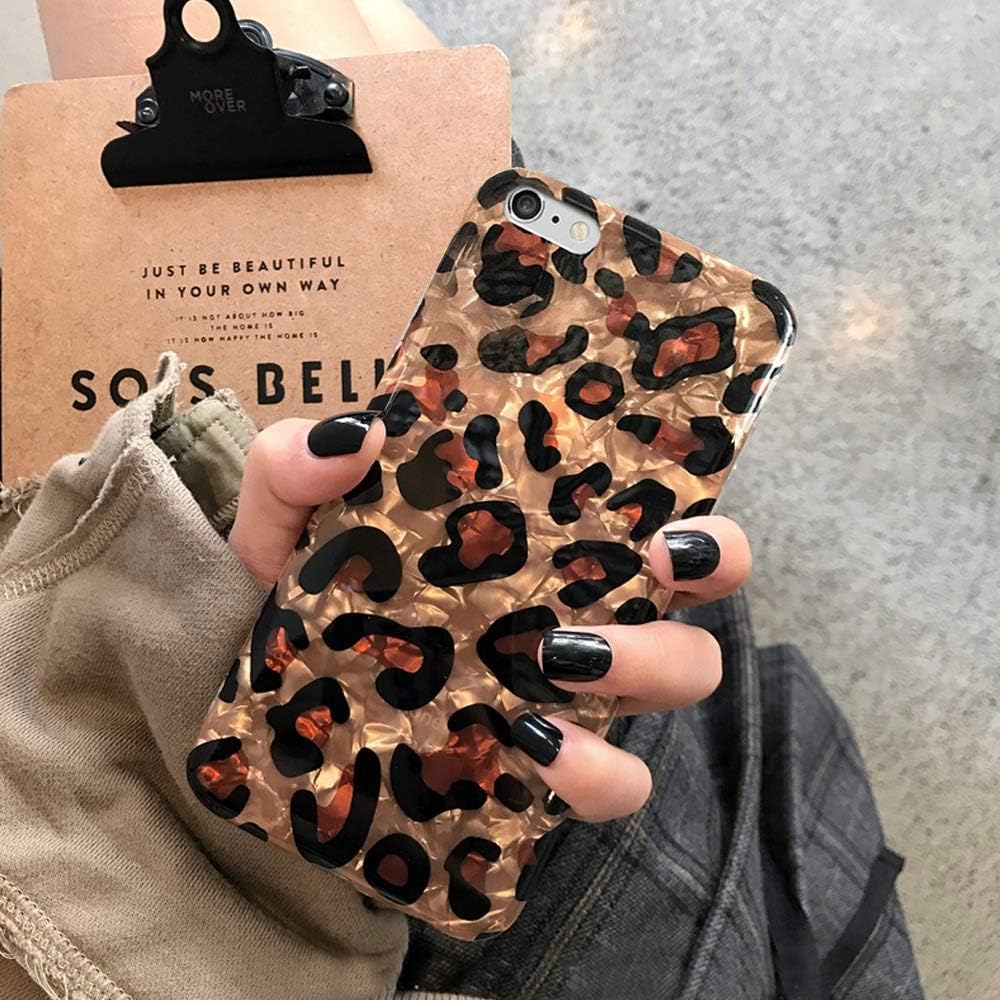 J.west Leopard iPhone 6s & iPhone 6 Case 4.7 inch, Luxury Sparkle Bling Translucent Cheetah Print Design Flexible Soft Silicone Slim Protective Phone Case Cover Girls Women for Apple iPhone 6/6S