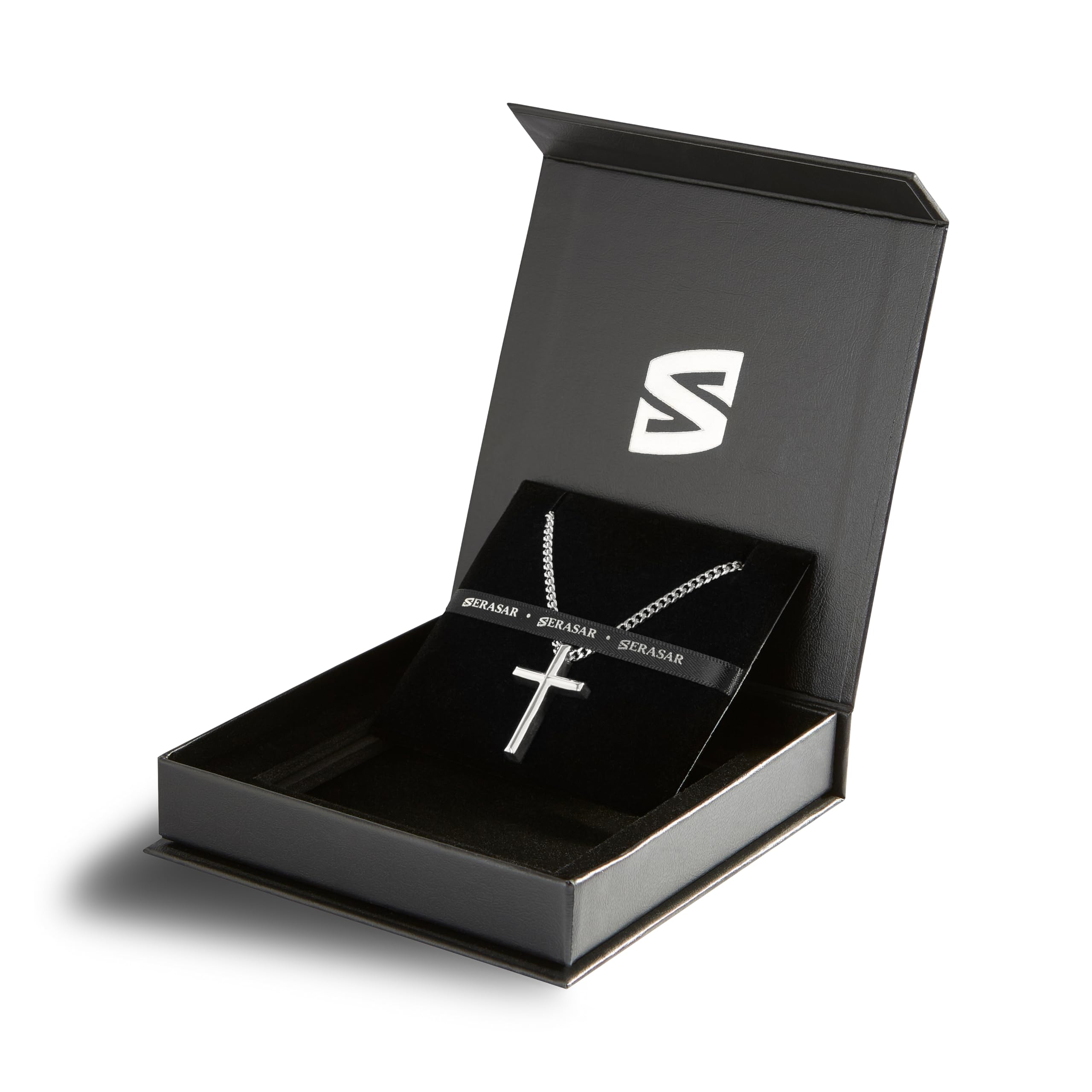 SERASAR Collar Hombre Premium [Loyal] | Acero Quirúrgico Inoxidable 316L | Impermeable | Cadena Cubana | Cierre Seguro | Tres Colores | Incluye Caja de Joyería
