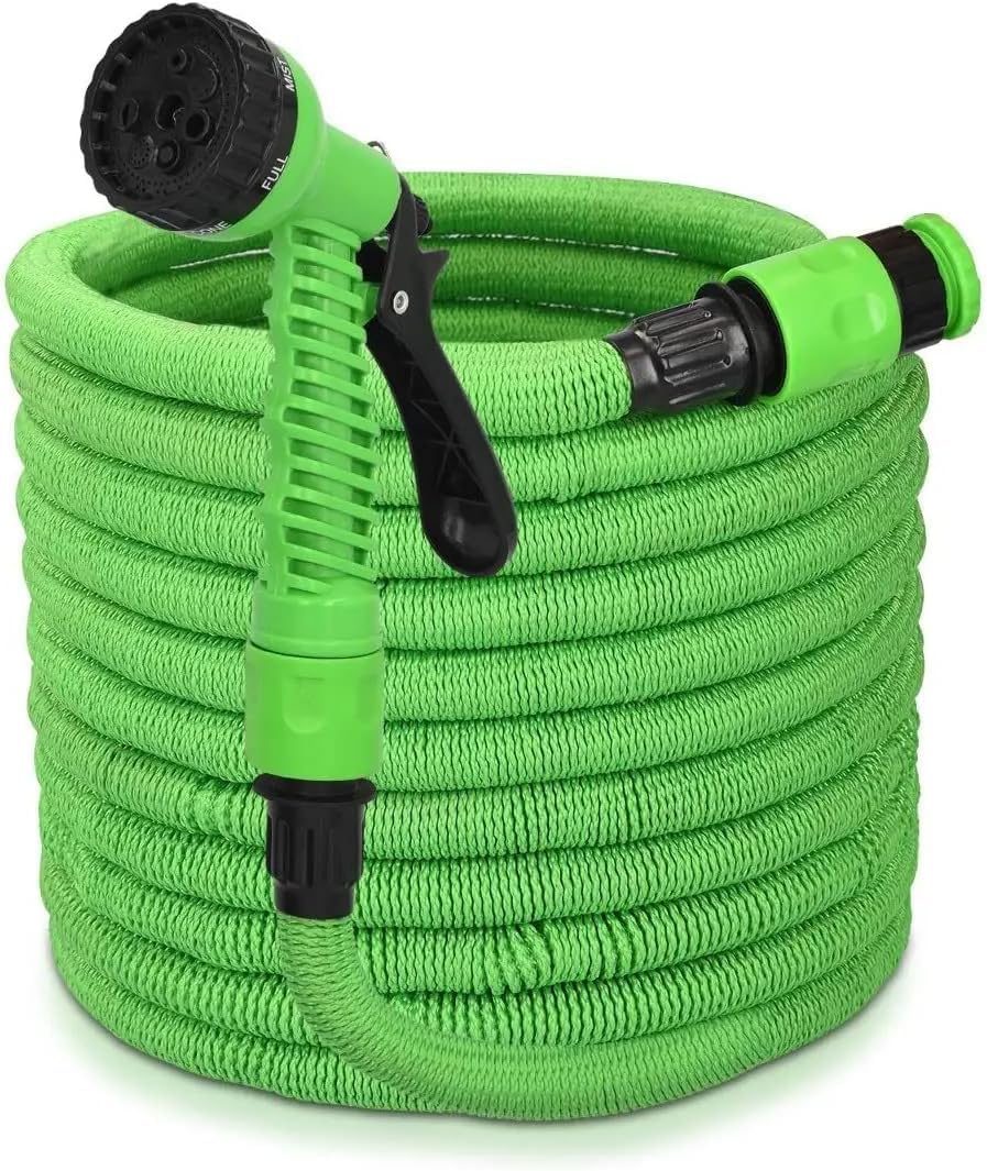 Yameem يميم Expandable Garden Hose 50FT with 7-Pattern Spray Gun, Lightweight Magic Hose Pipe for Easy Gardening, Watering, and Outdoor Use – Durable and Flexible Hose Reel for Home and Garden (GREEN)