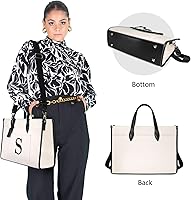Vista 2 de TOPDesign Initial 15.6" Laptop Tote Bag for Women, Personalized Canvas Work Purse, Business Briefcase & Office Handbag