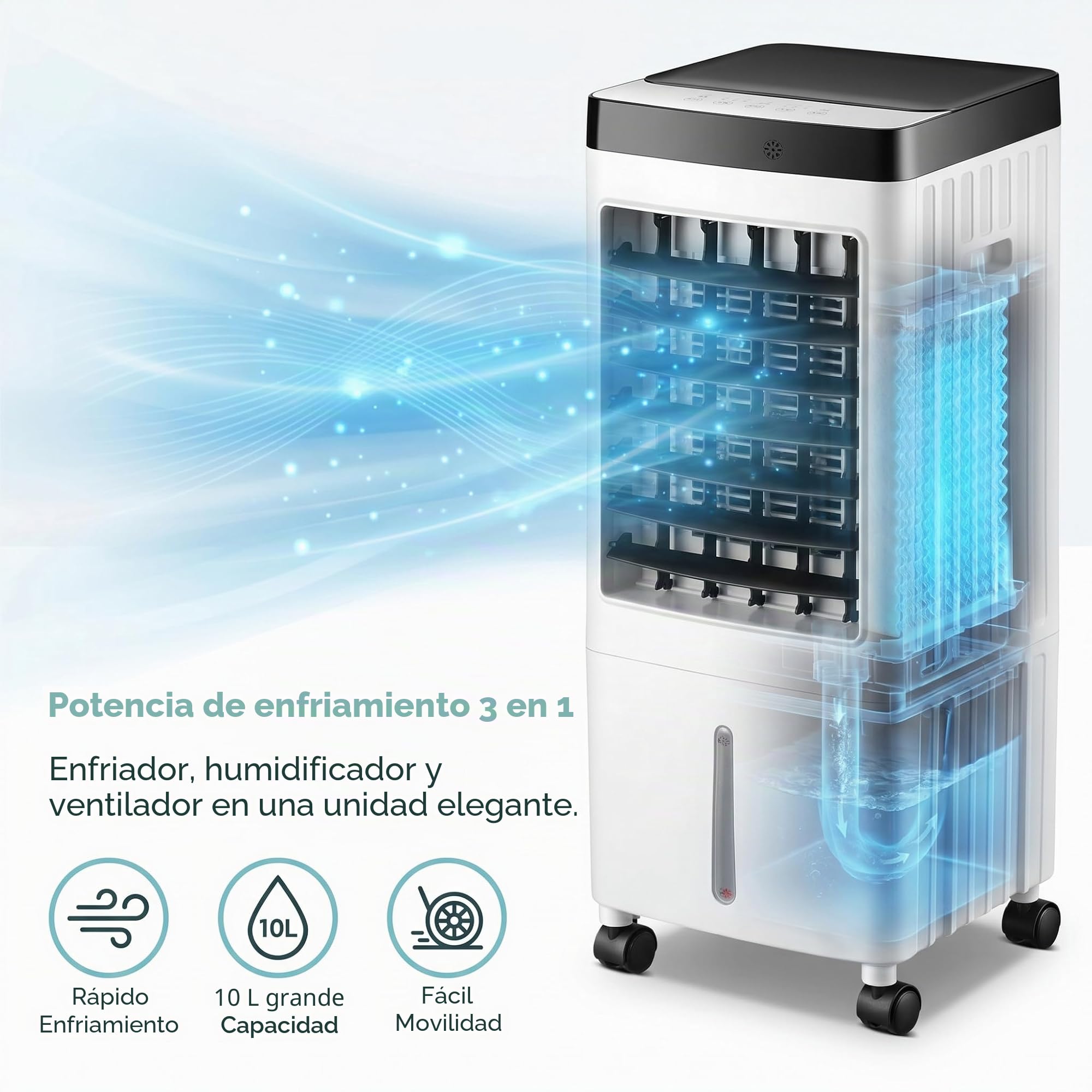 Enfriador De Aire Evaporativo, Ventilador Portátil Con Control Remoto