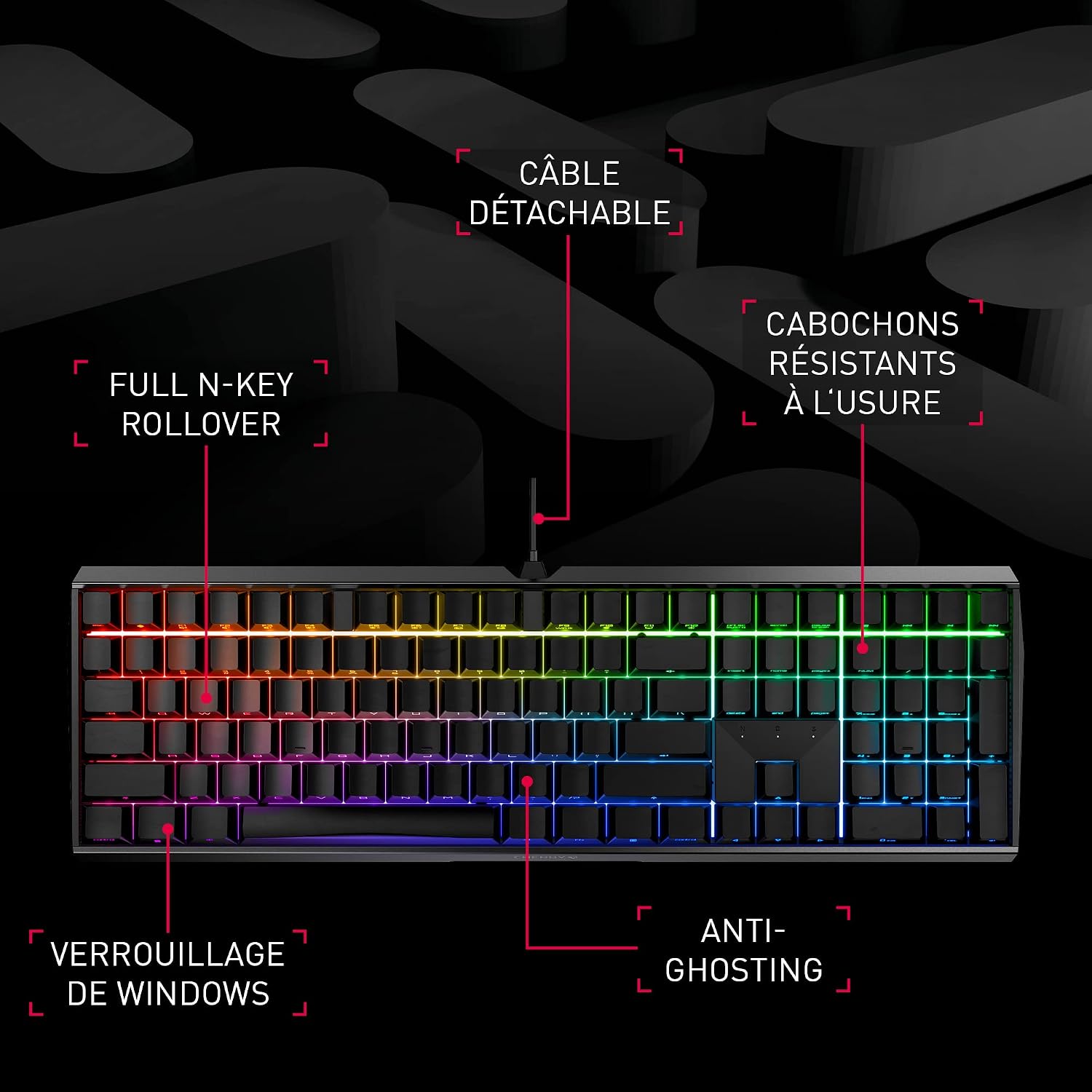 CHERRY MX BOARD 3.0 S, Wired Gaming Keyboard with RGB Backlight, German Layout (QWERTZ), MX BROWN Switches, White