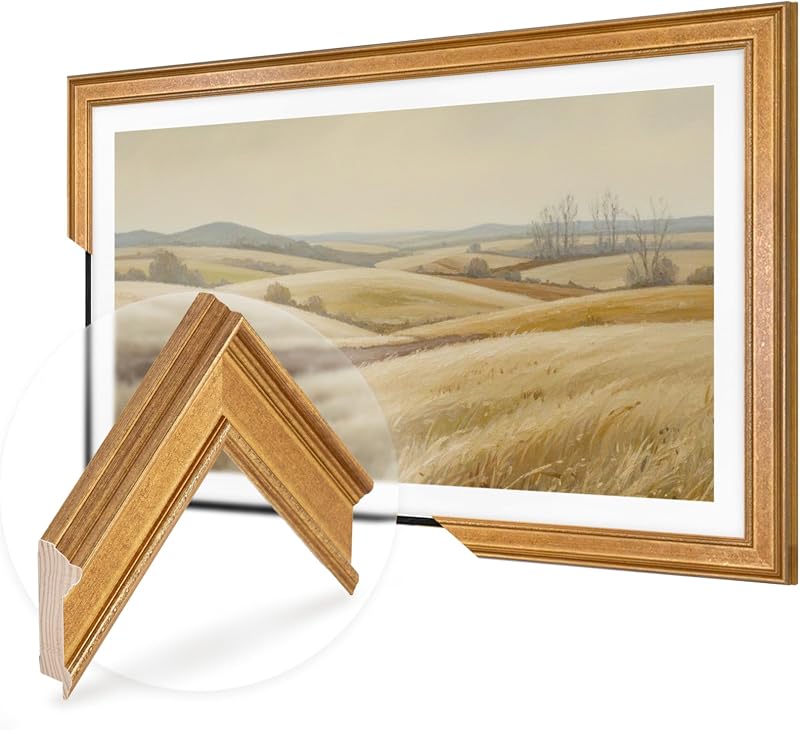 Antique Gold TV Bezel for Samsung The Frame & PRO TVs (fits 2021-2025, 32-85”), TCL NXTVISION, HISENSE CanvasTV, Easy Instalation, Precise Fit, Handmade Quality (The Frame (2021-2025), 32")