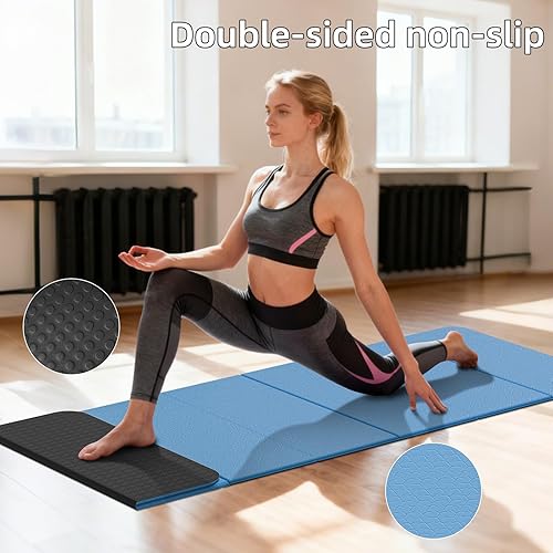 Miniatura 3 de Foldable Yoga Mat Thick 10mm-WUWAN Extra Large Exercise mat, TPE Material, Non-Slip Fitness Folding Mats Easy to Carry For Home Workout Travel