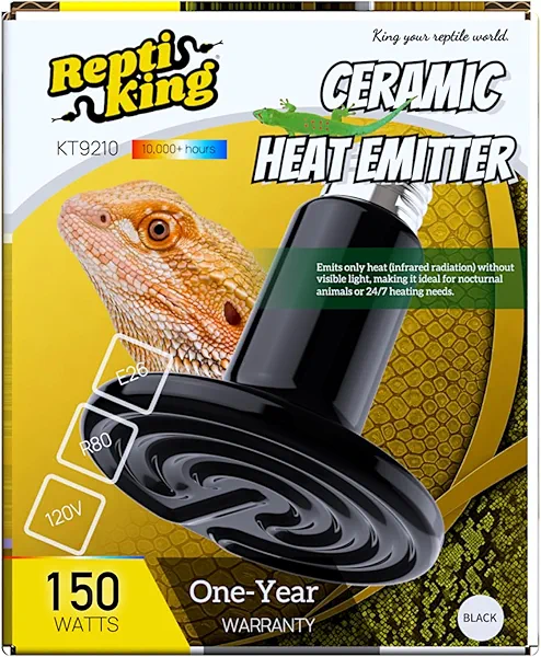 Reptile Heat Lamp, 150W Ceramic Heat Emitter for Bearded Dragon, Snake, Turtle, Ball Python & Chicken Coop, 24/7 Safe Heat Source, Durable Heat Light Bulb Reptile Tank Accessories