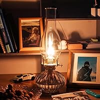 Vista 2 de Lámpara de aceite Chimenea Base de 3 pulgadas de 9 pulgadas de altura de queroseno Lámpara de repuesto de vidrio transparente alto