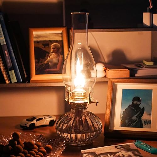 Miniatura 2 de Lámpara de aceite Chimenea Base de 3 pulgadas de 9 pulgadas de altura de queroseno Lámpara de repuesto de vidrio transparente alto