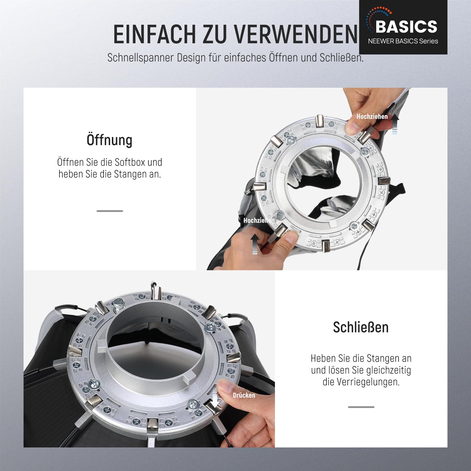 Neewer BASICS Achteckiges Softbox Set für Studiofotografie Videoaufnahmen Streaming 17.7" – Bild 2