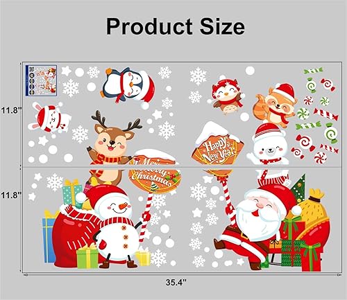 Miniatura 2 de DOETIEN - Calcomanías de pared de Navidad de Papá Noel calcomanías de pared extraíbles de Navidad muñeco de nieve calcomanías de pared de vinilo de