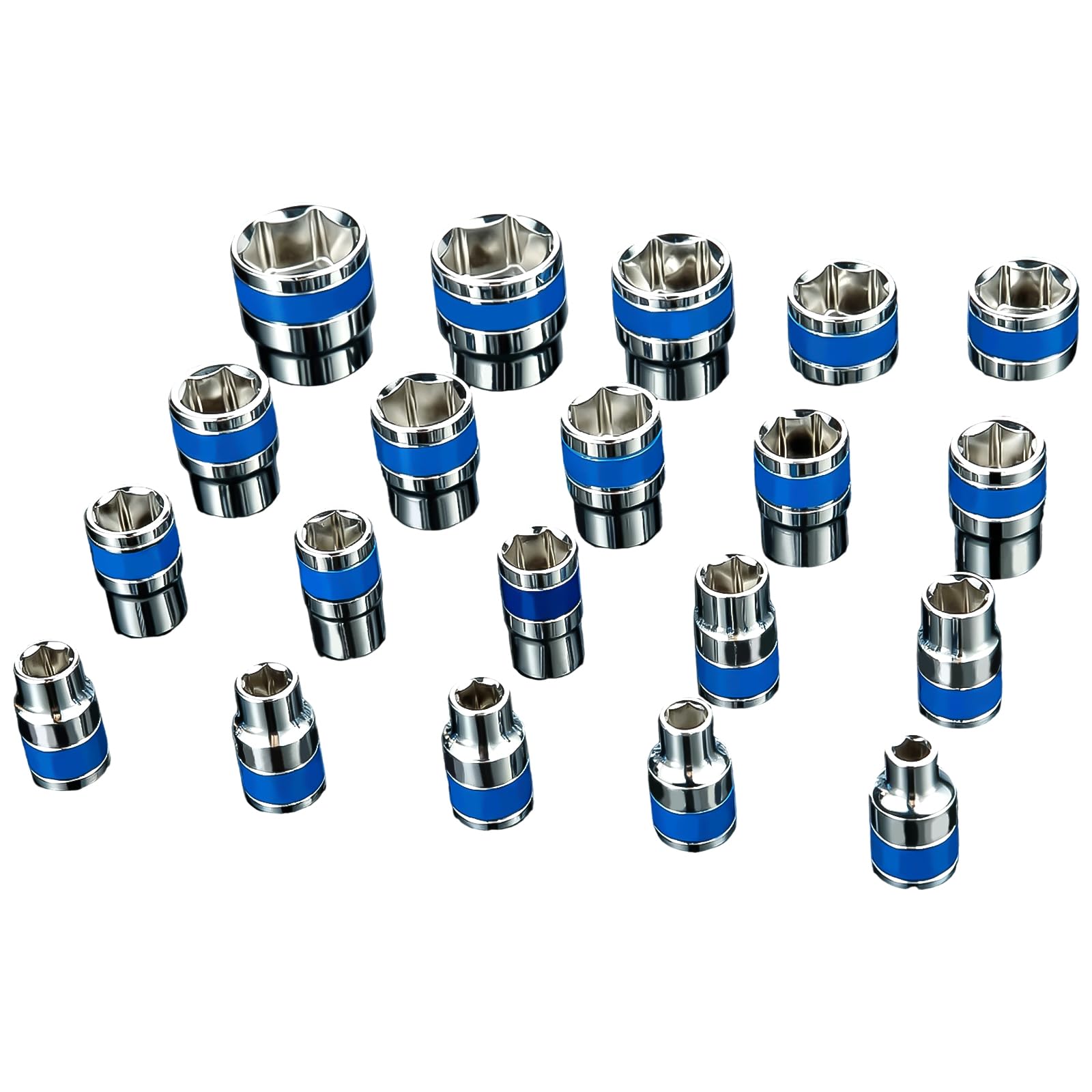 Set di 20 bussole a impatto elettriche a basso profilo da 8-32 mm con attacco da 1/2 pollice