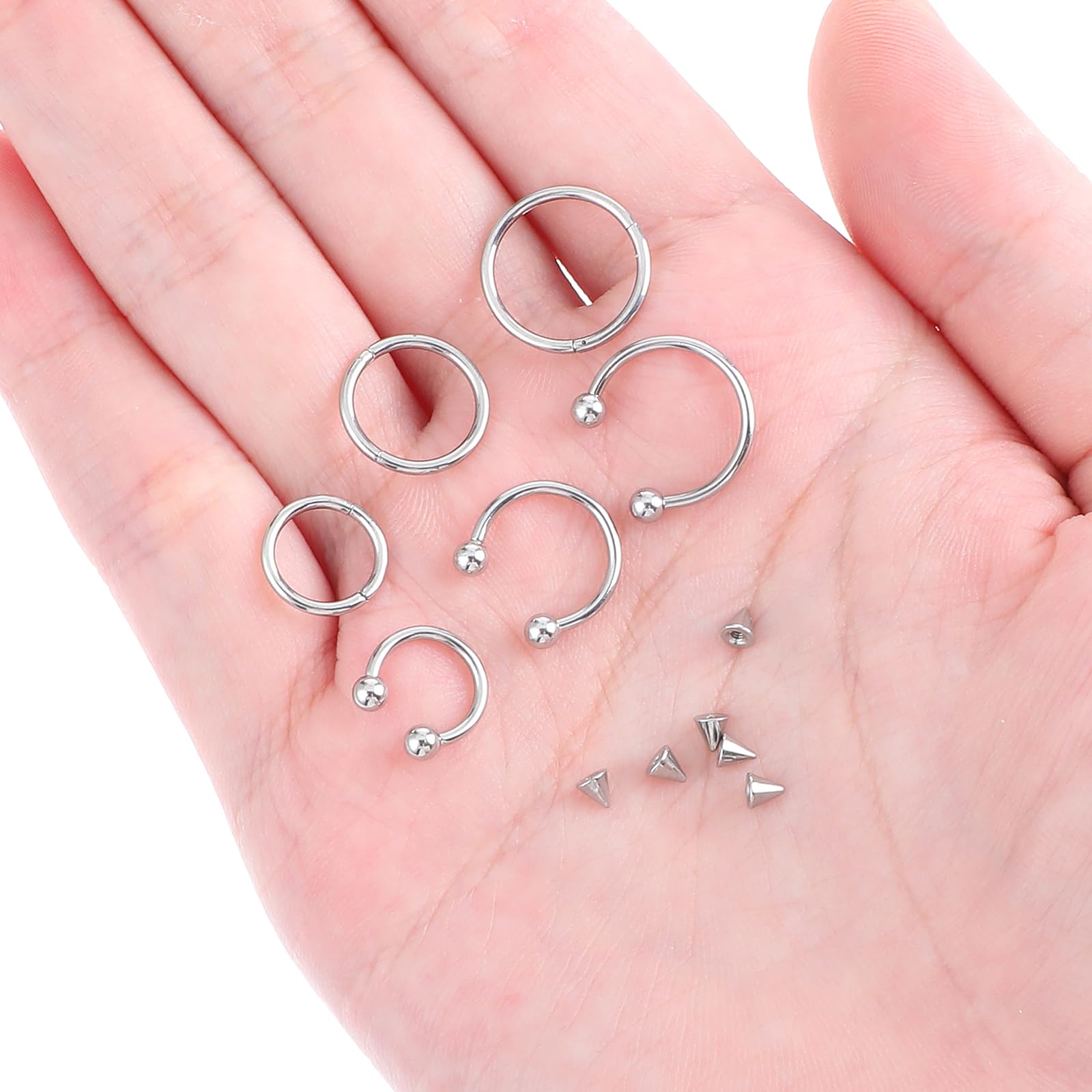 12 sztuk kolczyków do piercingu w kształcie podkowy 16G, septum, do wargi, 8/10/12 mm, stal nierdzewna, srebrny, septum nosowe, stal chirurgiczna, piercing do chrząstki, ucha, z zapasowym szpikulcem